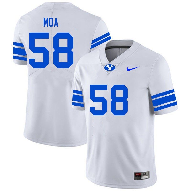 Men #58 Aisea Moa BYU Cougars College Football Jerseys Sale-White - Click Image to Close